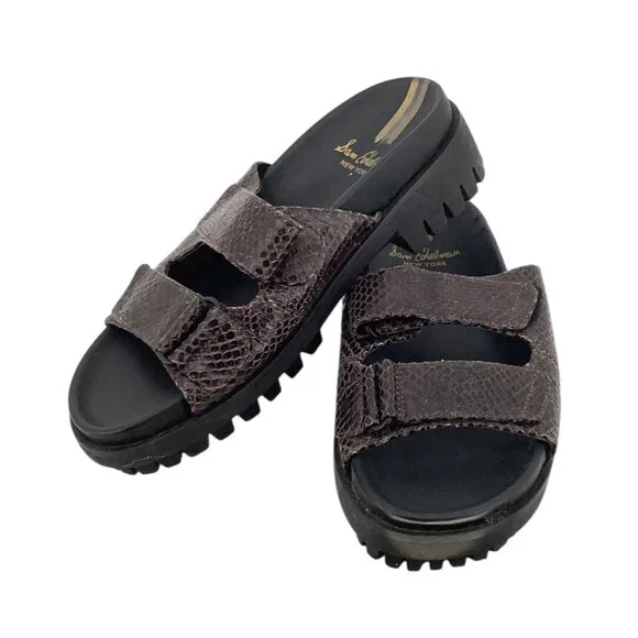 Sam Edelman Womens Brown Snake Print Slide Sandals Straps & Black Sole Size 8.5 - Picture 3 of 10